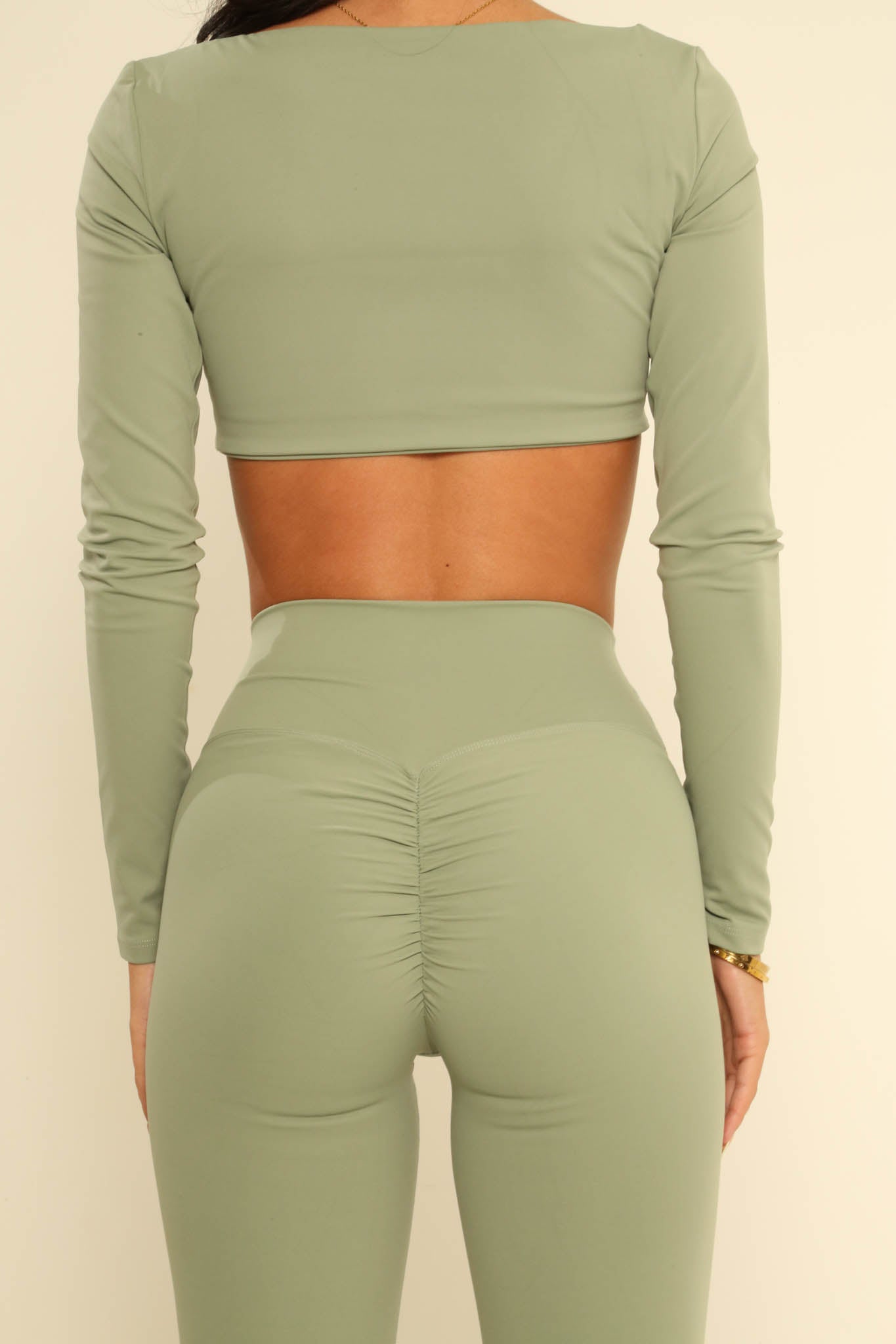 Long Sleeve Green, High Waisted Gym Set