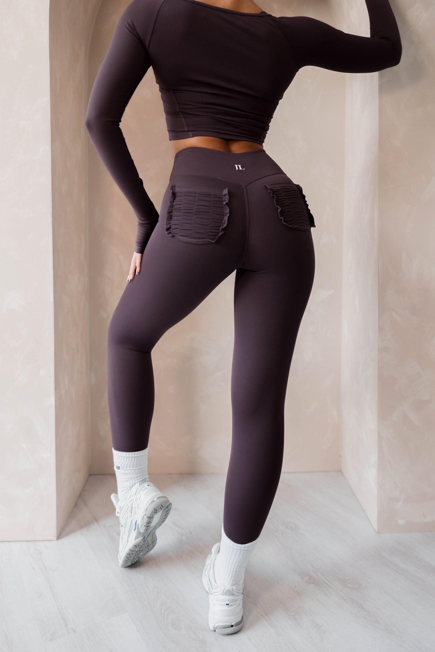 Grape Purple 3 Piece Yoga Set - Ruffle Pocket Bottom