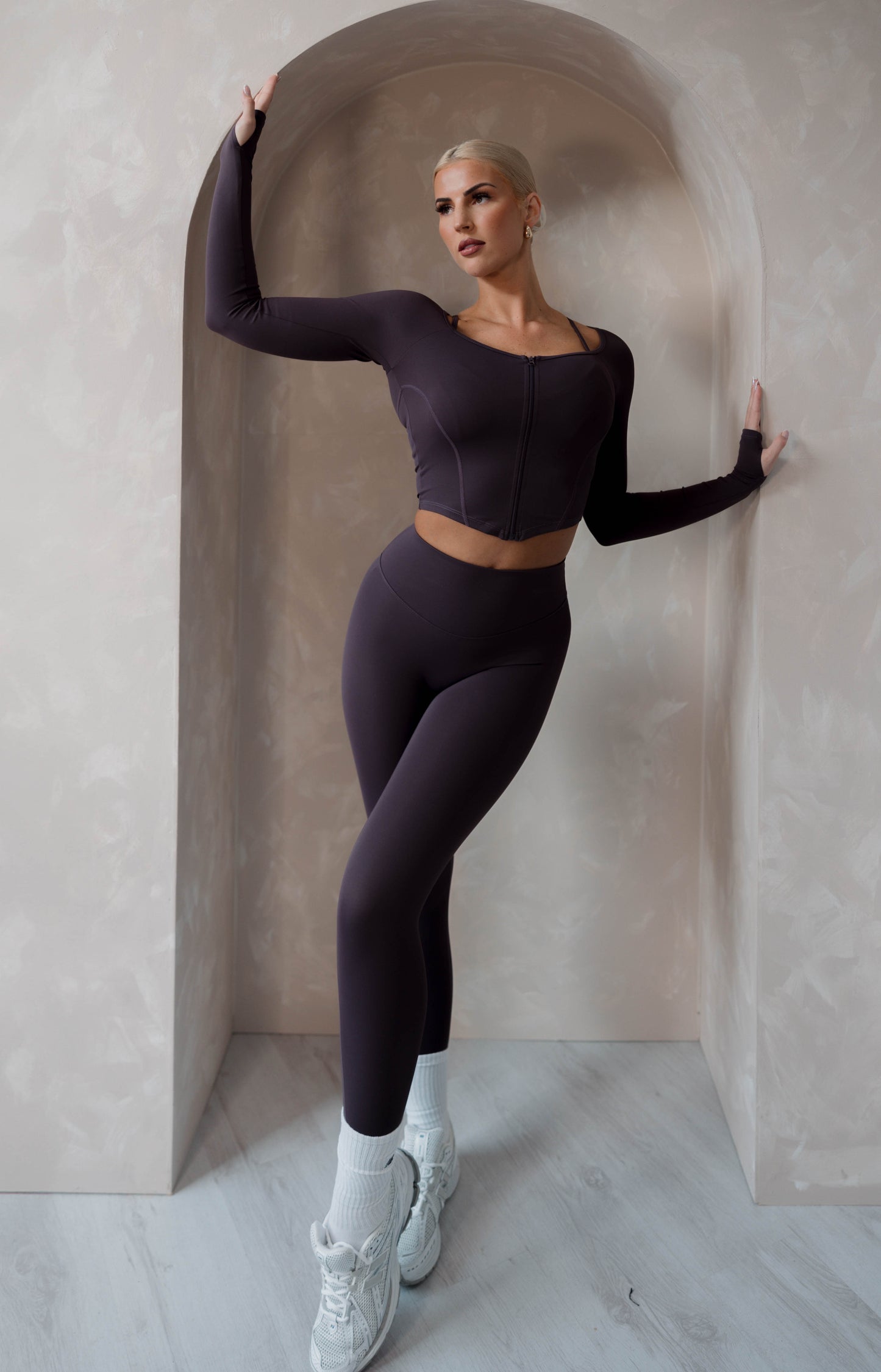 Grape Purple 3 Piece Yoga Set - Ruffle Pocket Bottom