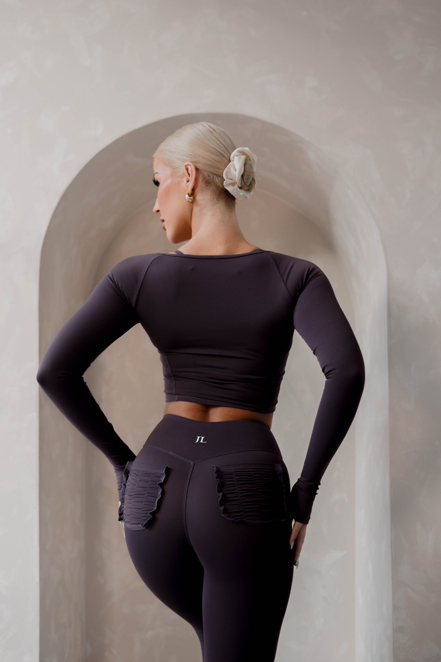 Grape Purple 3 Piece Yoga Set - Ruffle Pocket Bottom