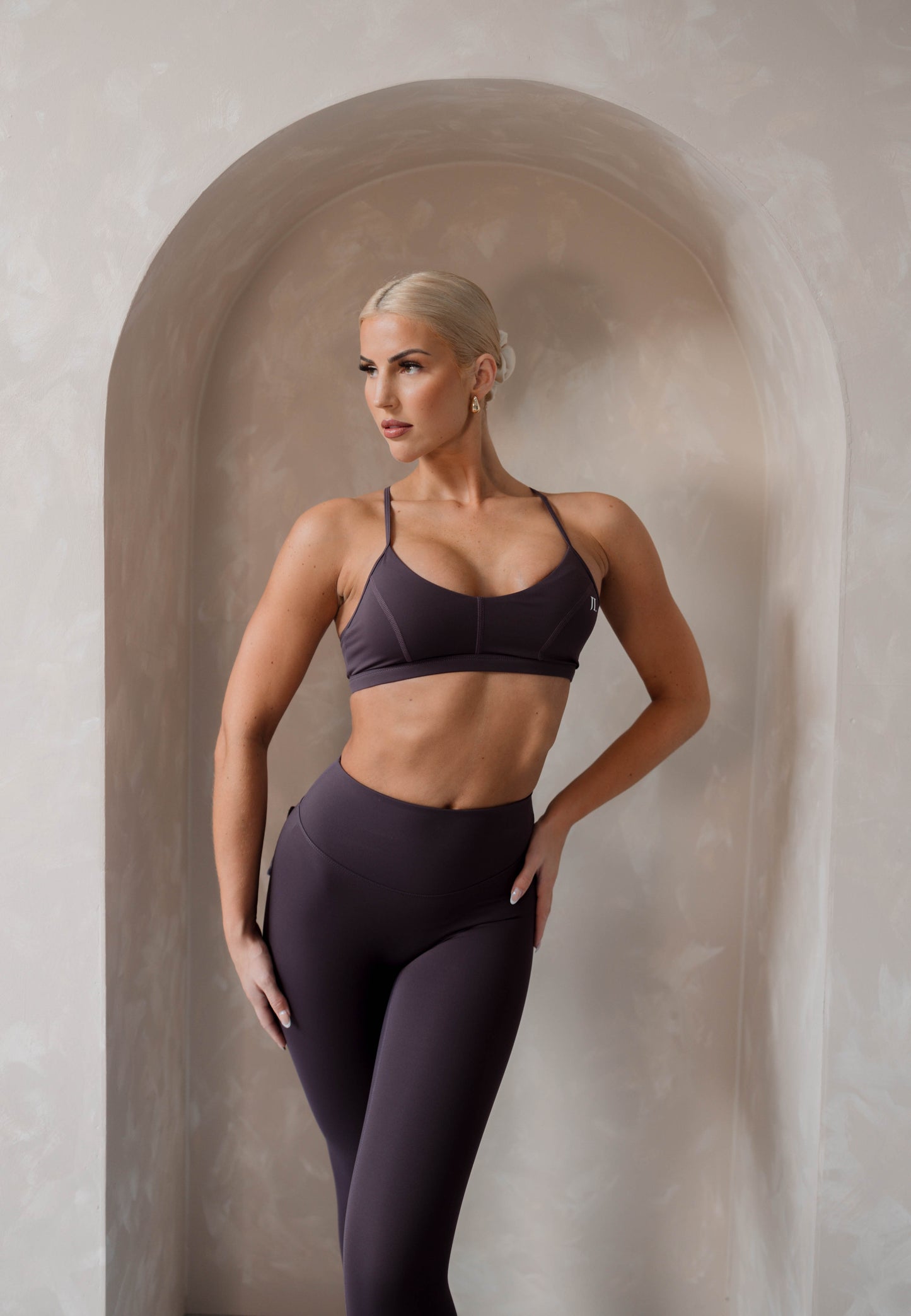 Grape Purple 3 Piece Yoga Set - Ruffle Pocket Bottom