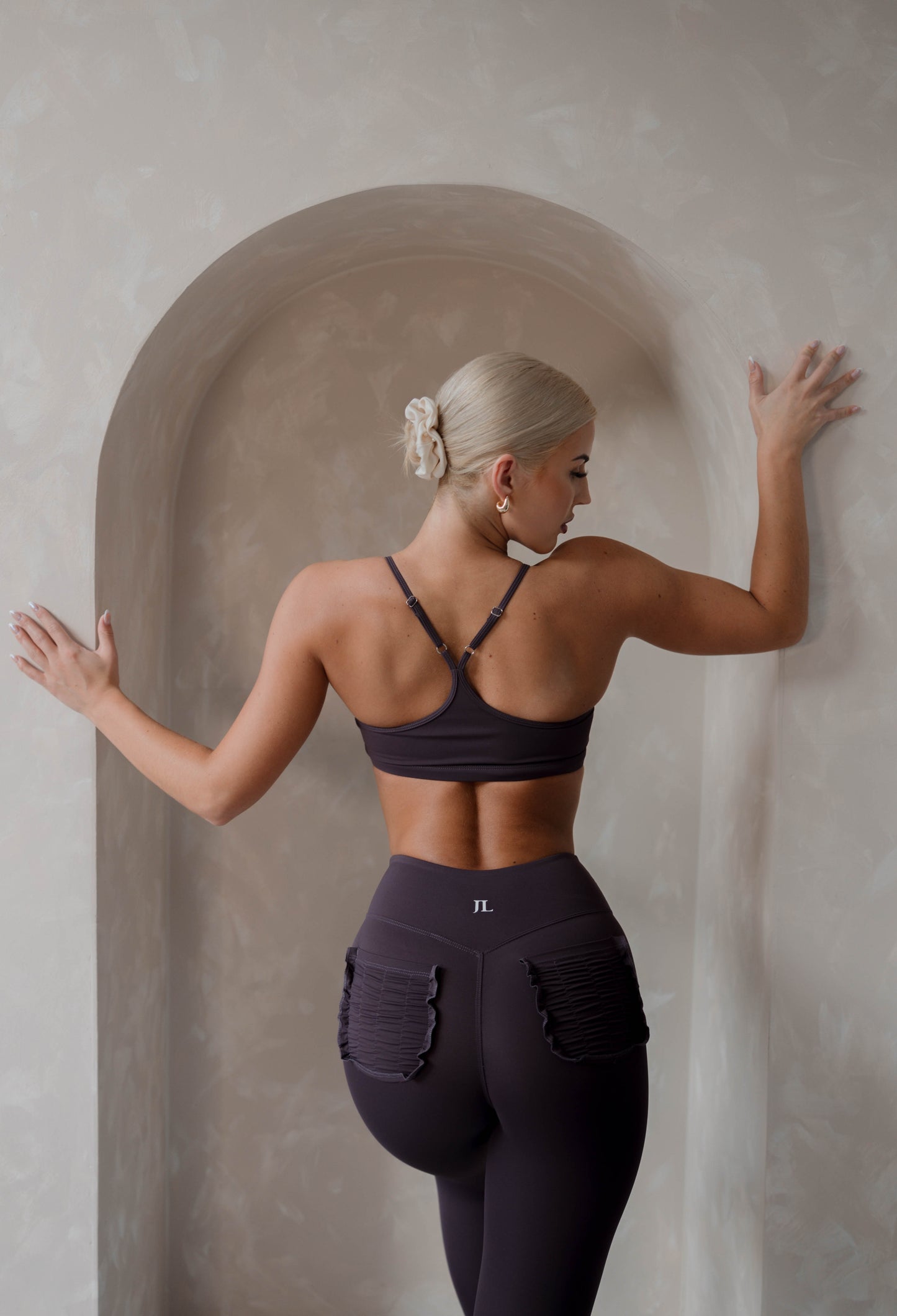 Grape Purple 3 Piece Yoga Set - Ruffle Pocket Bottom