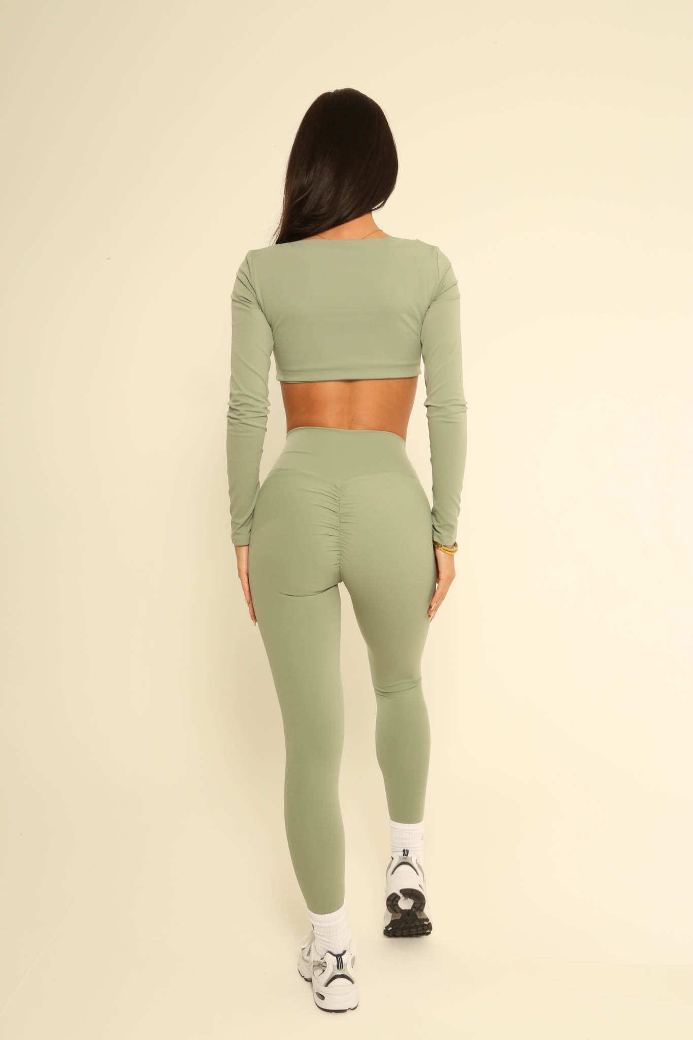 Women’s High Waist Gym Leggings & Top Set – 2pc Yoga Running Outfit, Breathable