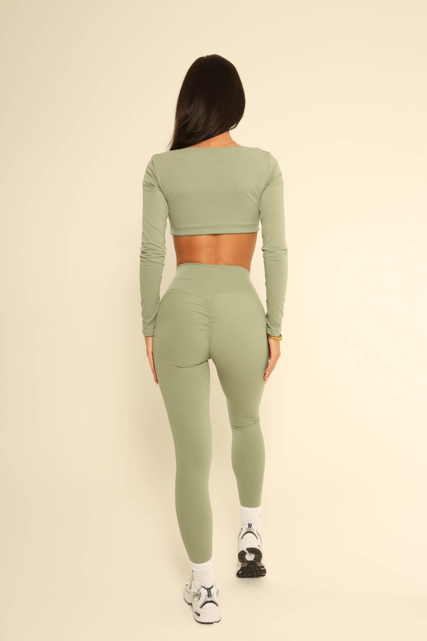 Long Sleeve Green, High Waisted Gym Set