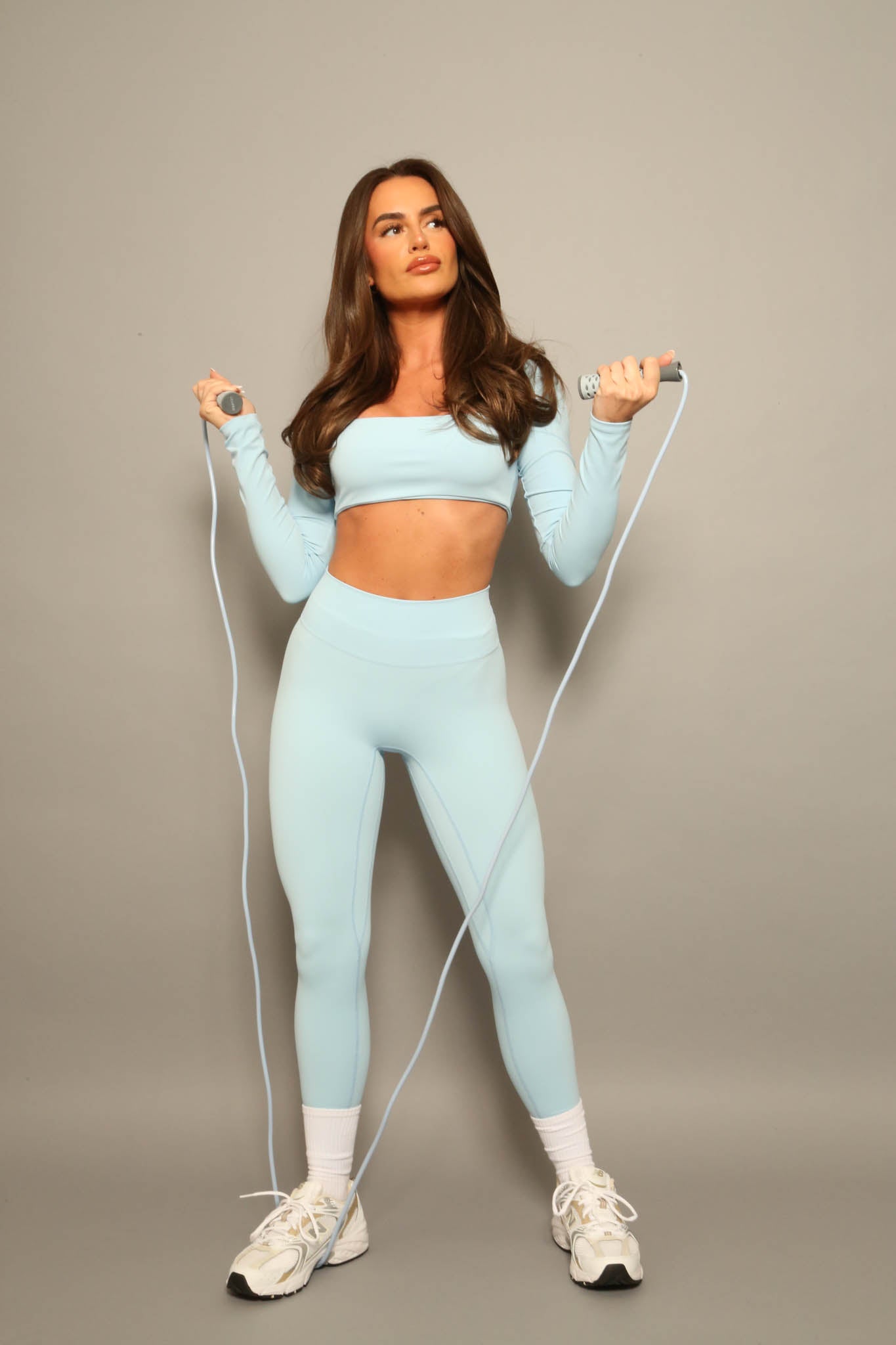 Long Sleeve Baby Blue, High Waisted Gym Set