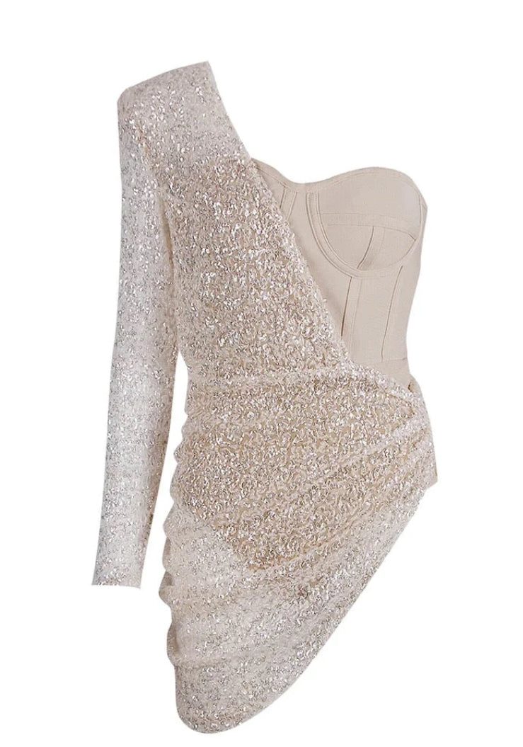 One shoulder Sequin Body-con Dress