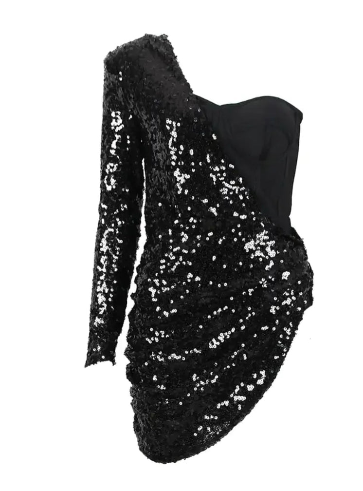 One shoulder Sequin Body-con Dress