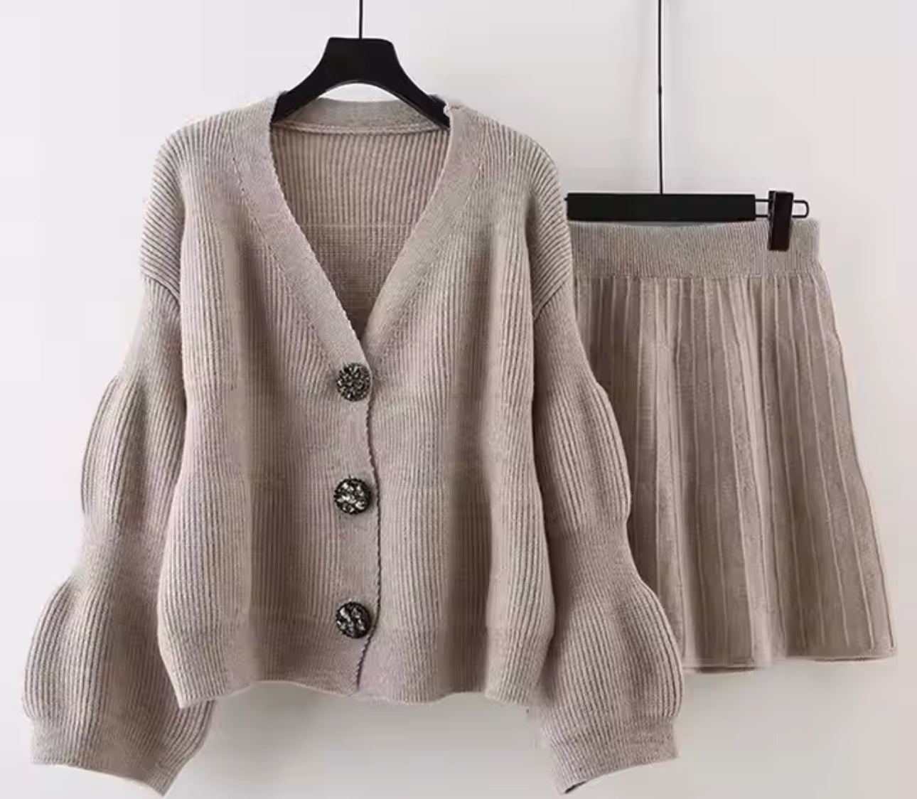 Two Piece Set - Cardigan & Skirt