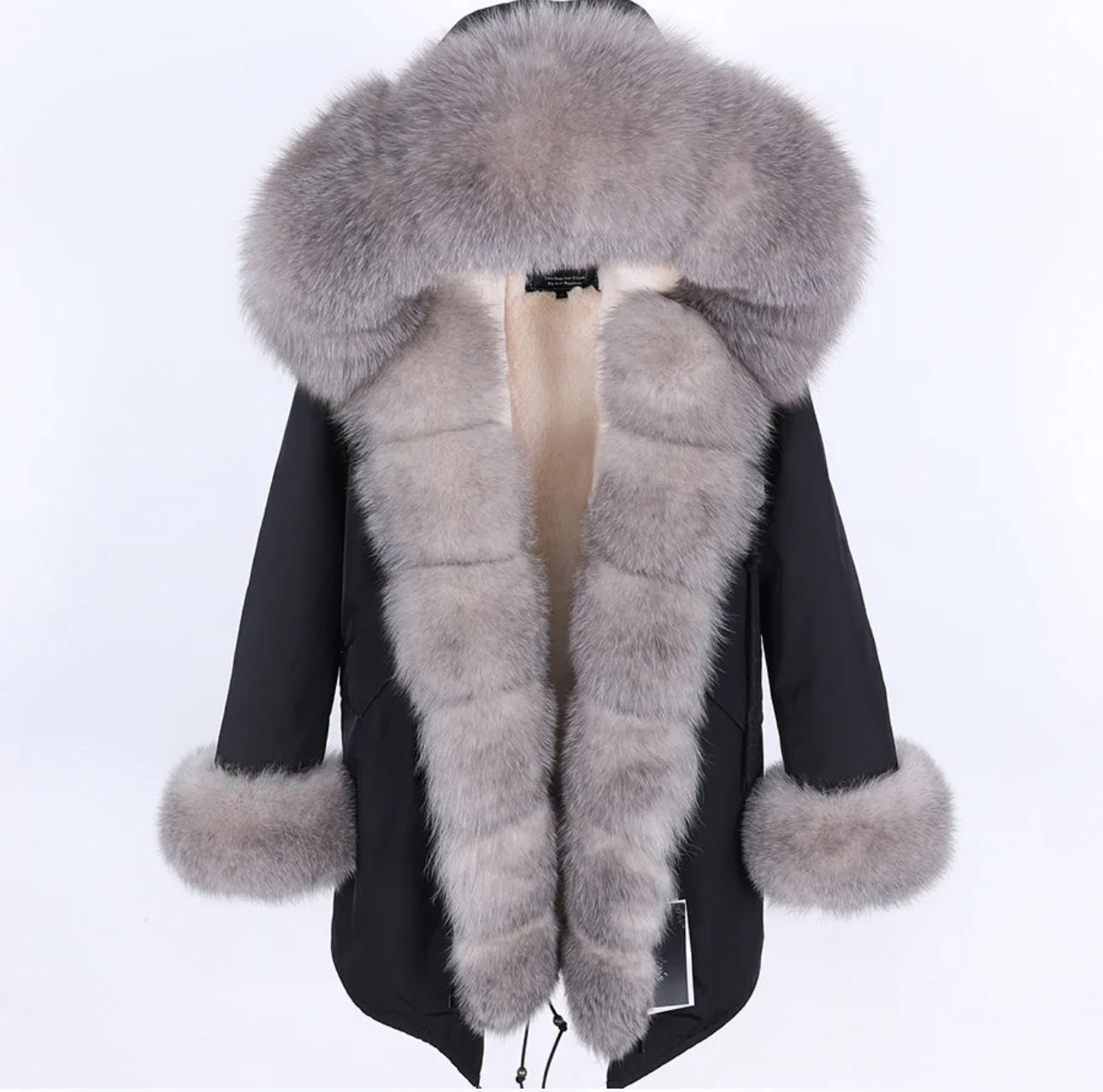 Ja’Lau Coat Natural Fox Fur Collar Cuff Thick Luxury Real Fur Parka 🤍