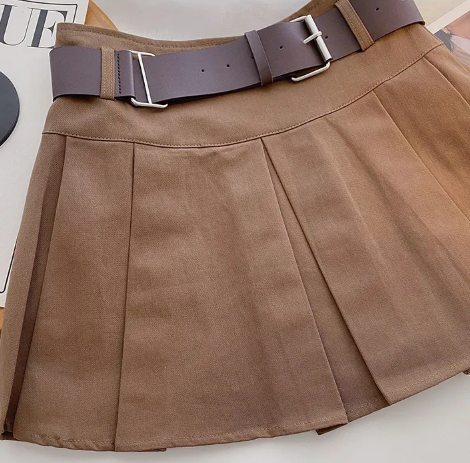 Skort A-Line Pleated Skirt - With Belt