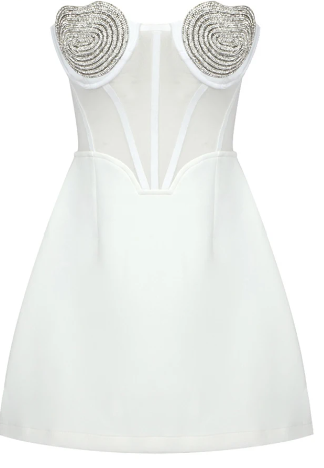 White Diamond Heart - White Strapless Dress